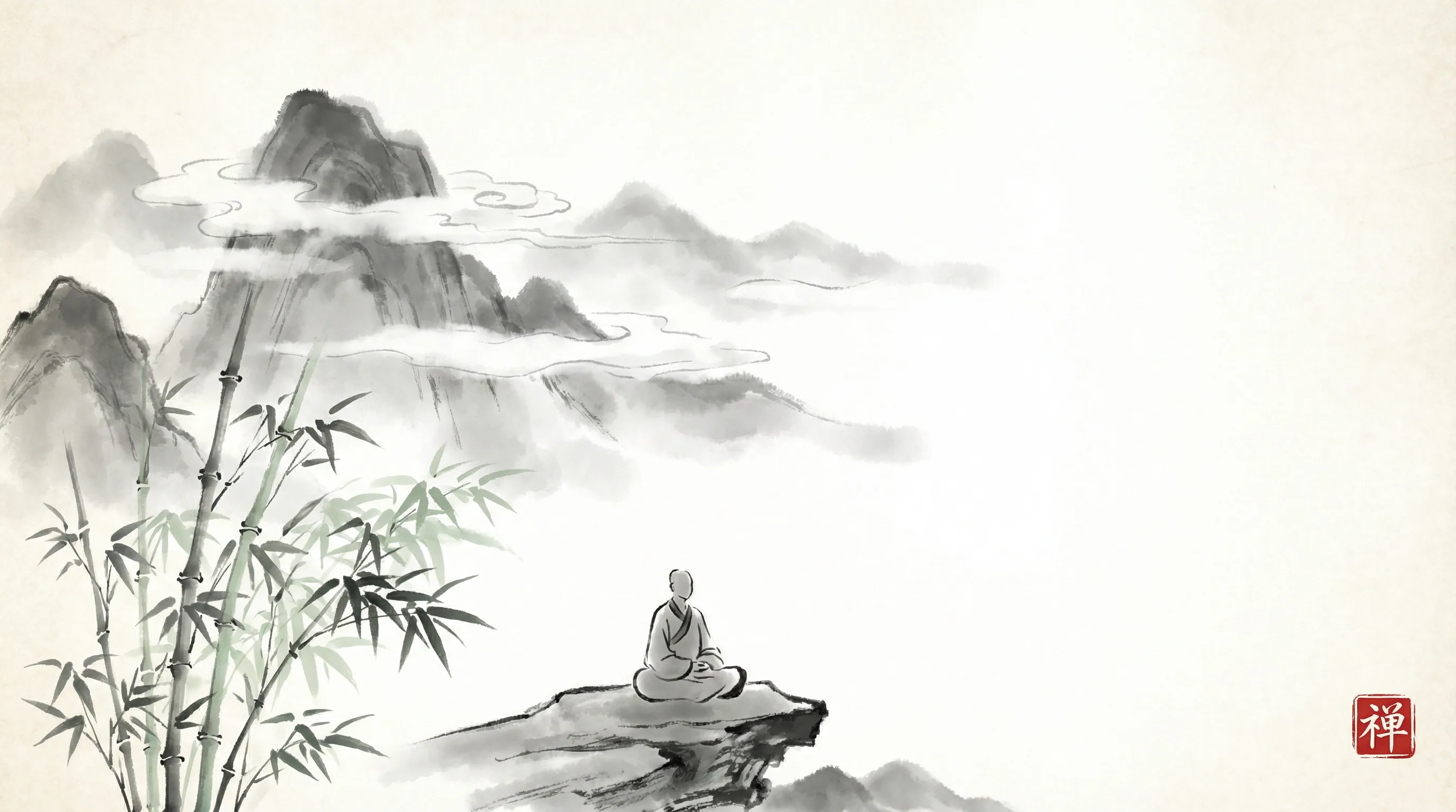 注册彩金 书斋水墨山水全景